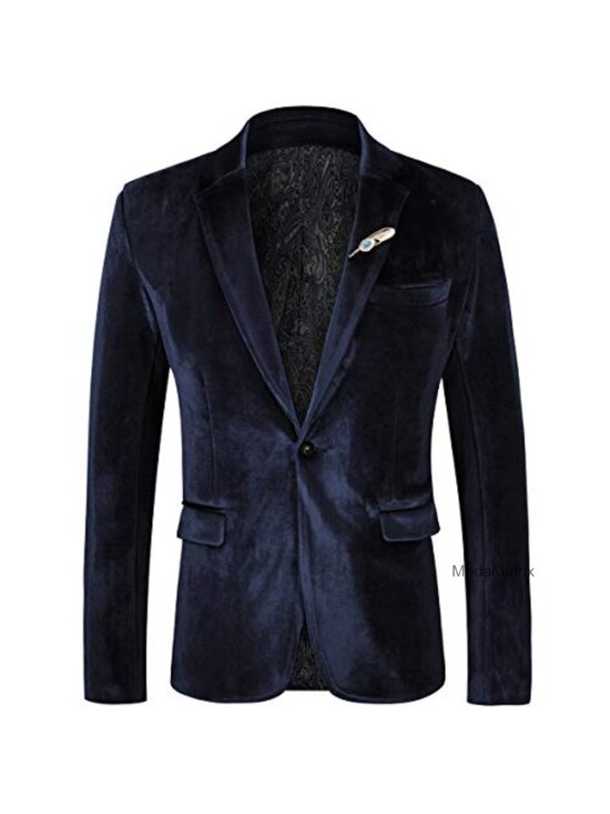 Other - Velvet Blazer for Men Slim Fit One Button Tuxedo Sport Coat Prom Wedding Party